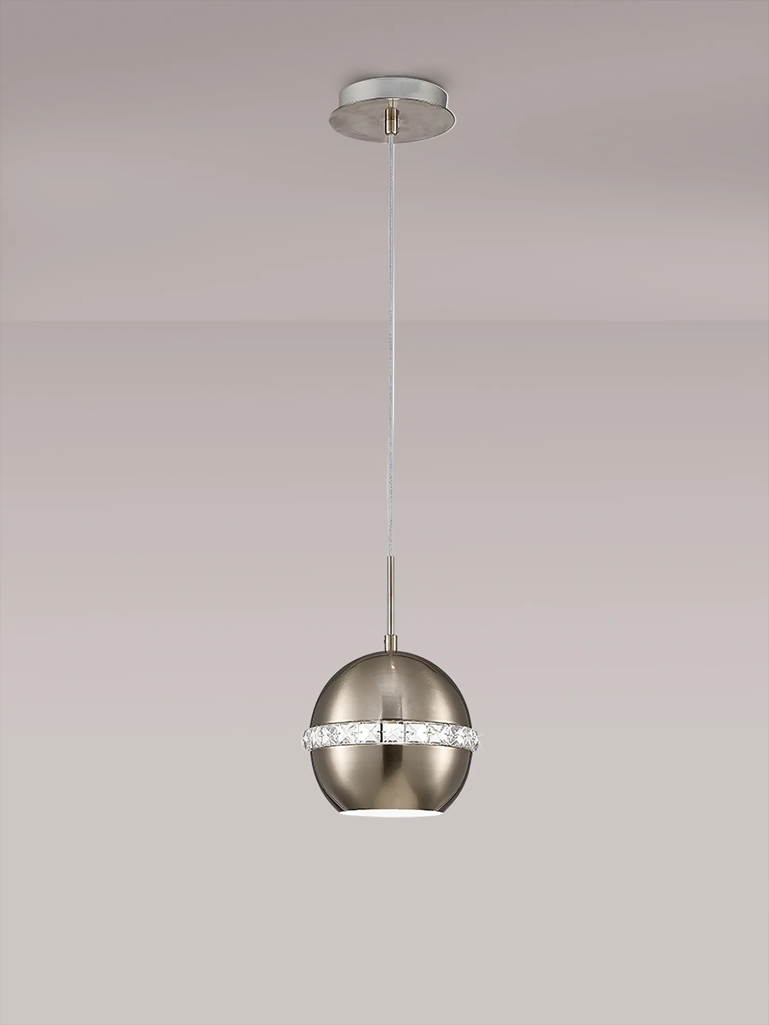 IL31612  Andrea Crystal Pendant 1 Light Satin Nickel